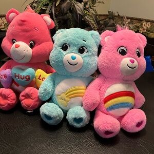 Care Bears Plush Trio - Pink, Blue, and Red